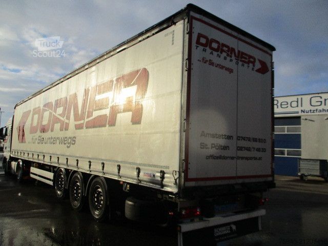Open semitrailer with tarp SCHMITZ CARGOBULL SCB*S3T, Liftachse, TÜV 07/2026