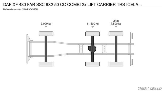 Koelwagen DAF XF 480 FAR SSC 6X2 50 CC COMBI 2x LIFT CARRIER T