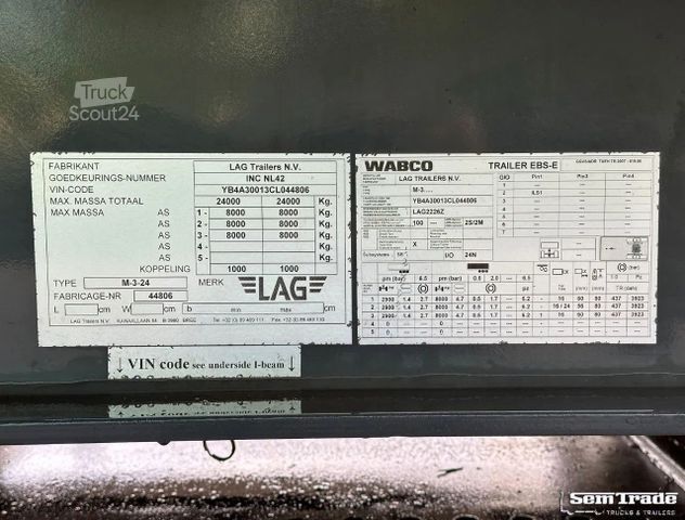 Släpvagn LAG M-3-24 + PIET RUIZEVELD DS LIFT AXLE 72.000 KM S