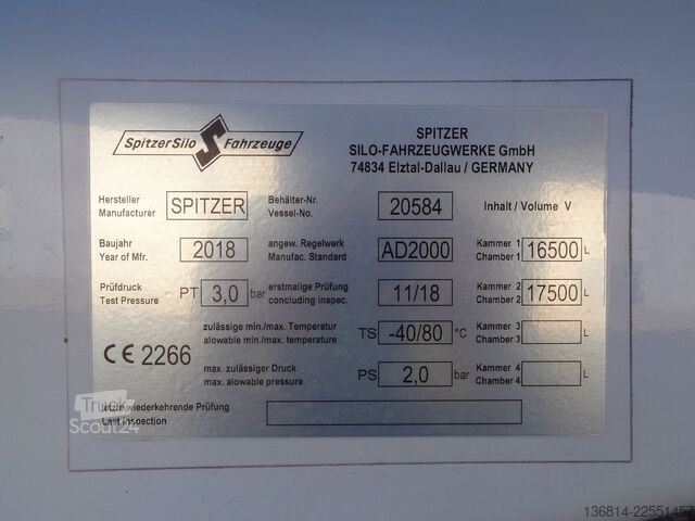 Szállító siló félpótkocsi SPITZER SF 2734/2P Silo 34.000 L 2 Kammern Liftachse
