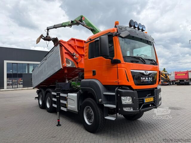 Volquete con grúa MAN TGS 26.400 6x6 Kipper / Z kraan  Euro 6