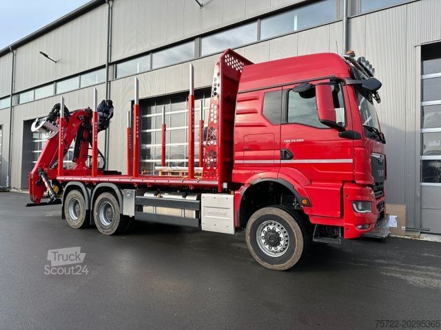 Camion forestier MAN TGS 33.510 BB 6x6/PLATTFORM/KRAN EPSILON Q150Z