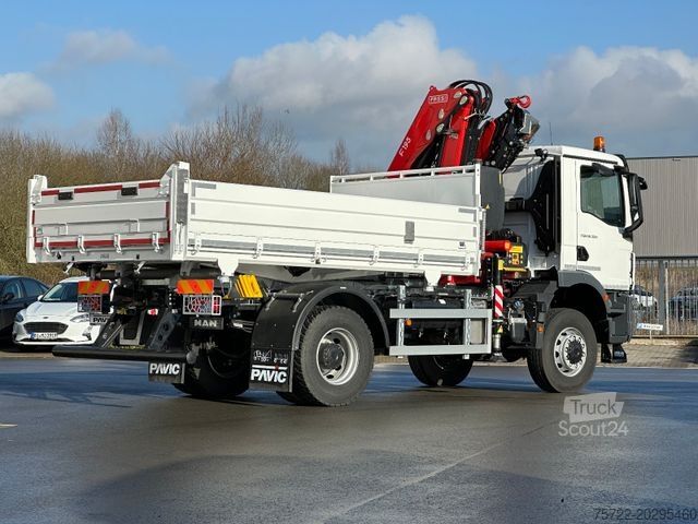 Τρίπλευρο ανατρεπόμενο φορτηγό MAN TGM 18.320 4x4 BB  KRANKIPPER  FASSI F195A.2.24