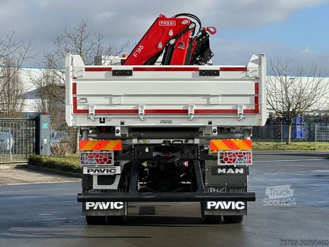 Τρίπλευρο ανατρεπόμενο φορτηγό MAN TGM 18.320 4x4 BB  KRANKIPPER  FASSI F195A.2.24
