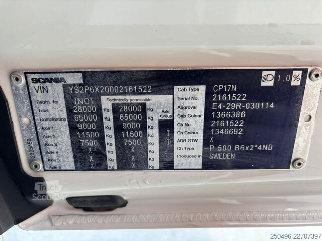 Konteyner taşımacılığı Scania P 500 6x2*4 9 TON FRONT AXLE / RETARDER