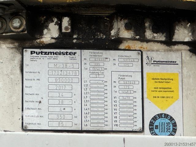 Автобетононасос MERCEDES-BENZ AROCS 2640 Betonpumpe PUTZMEISTER BSF38-5.16HLS