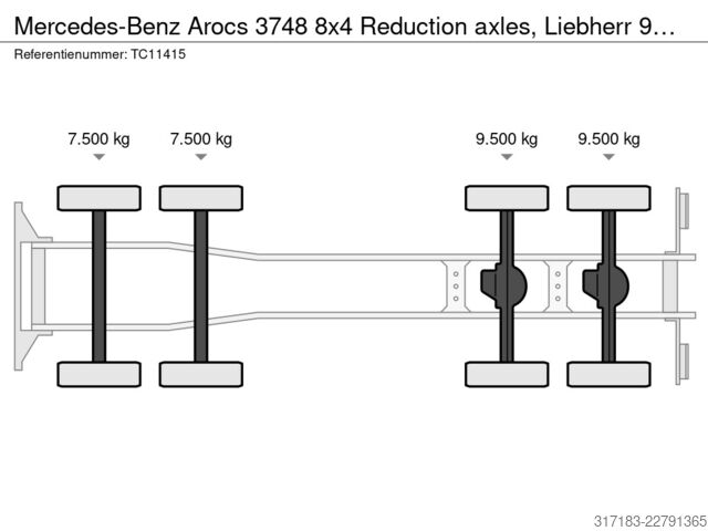 Blender Mercedes-Benz Arocs 3748 8x4 Reduction axles, Liebherr 9m3