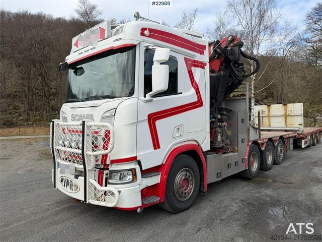 Autokrāna kravas automašīna Scania R500 8x4 combination vehicle with a 71 t/m Fassi c