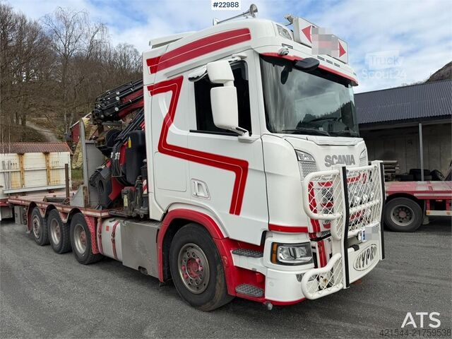 Autokrāna kravas automašīna Scania R500 8x4 combination vehicle with a 71 t/m Fassi c
