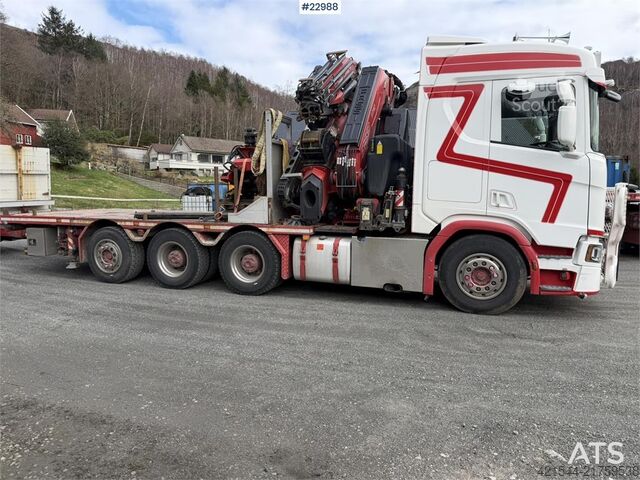 Autokrāna kravas automašīna Scania R500 8x4 combination vehicle with a 71 t/m Fassi c