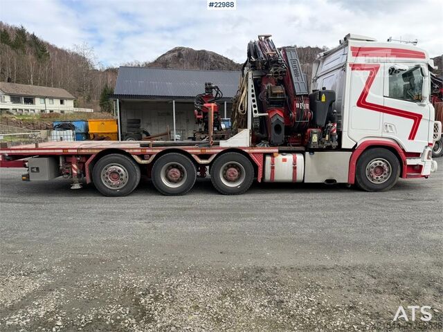 Autokrāna kravas automašīna Scania R500 8x4 combination vehicle with a 71 t/m Fassi c