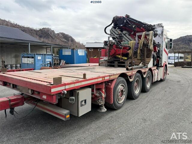 Autokrāna kravas automašīna Scania R500 8x4 combination vehicle with a 71 t/m Fassi c