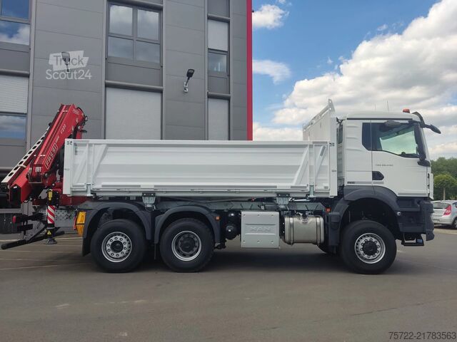 Camion-benne avec grue MAN TGS 28.440 6x4-4 BL 2-Seitenkipper Fassi F235 Kran