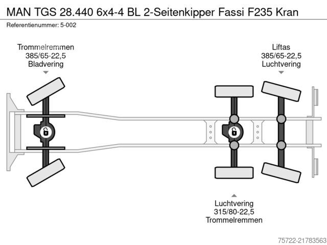 Camion-benne avec grue MAN TGS 28.440 6x4-4 BL 2-Seitenkipper Fassi F235 Kran