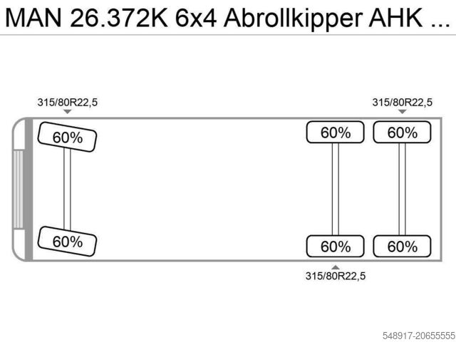 Hakenarmsystem MAN 26.372K 6x4 Abrollkipper AHK Blatt/Blatt