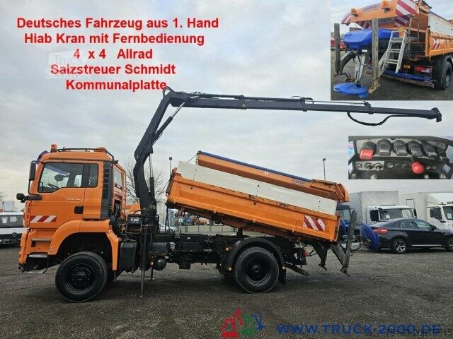 Tresidig tippbil MAN TGA 18.310 4x4 Kran/FB -Winterdienst-Salzstreuer
