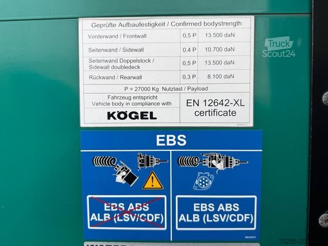 Odprta polprikolica s ponjavo KÖGEL 3 Achs MEGA Staplerhalter Liftachse SAF TÜV2/26