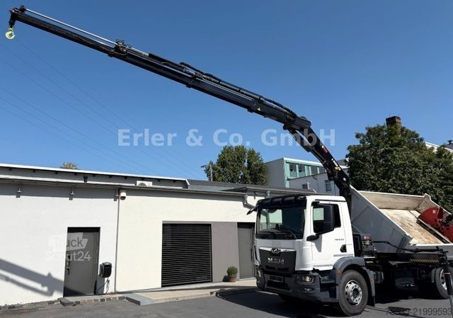 Trójstronna wywrotka MAN 18.320 TGM, HIAB 118, Funk, Greifer, sofort