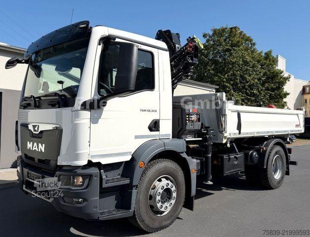 Trójstronna wywrotka MAN 18.320 TGM, HIAB 118, Funk, Greifer, sofort