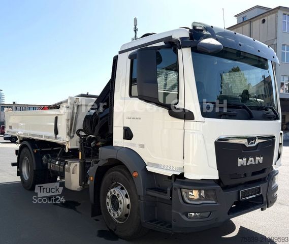 Trójstronna wywrotka MAN 18.320 TGM, HIAB 118, Funk, Greifer, sofort