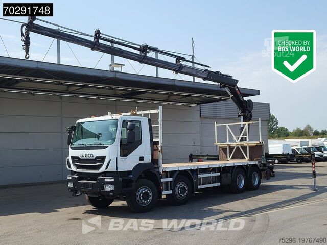 Plataforma de carga Iveco Trakker 410 8X4 HIAB 211 EP-4 HIDUO Crane Steel...