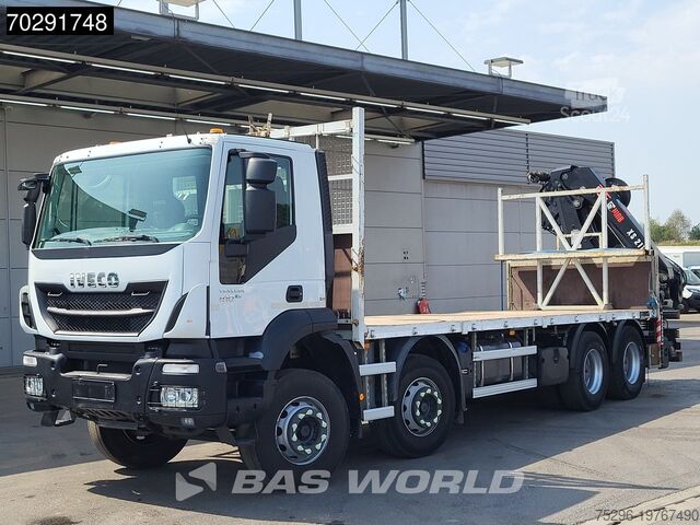 Plataforma de carga Iveco Trakker 410 8X4 HIAB 211 EP-4 HIDUO Crane Steel...