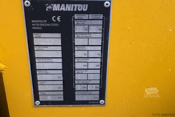 Ledad teleskopisk arbetsplattform Manitou 150AETJ Compact As-Is, Weak Batteries, Electric, 1