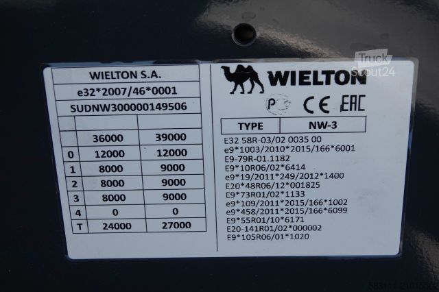 Kippers oplegger WIELTON WYWROTKA STALOWA / 26m3 / HP RYNNA / NOWA