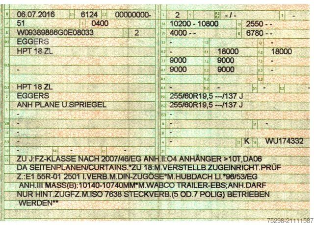 Open trailer with tarp Eggers HPT 18ZL / TIEFBETT !!!!