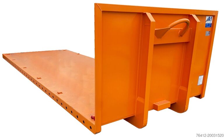 Krokcontainer A1 Container Plattform 6,5 Meter - Zurrösen - Lochleiste - RAL 2011 Tieforange - Abrollcontainer
