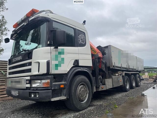 Автокран Scania P124 Tridem Hooklift & Crane Truck – Hooklift Cont