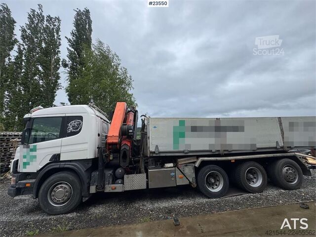 Автокран Scania P124 Tridem Hooklift & Crane Truck – Hooklift Cont