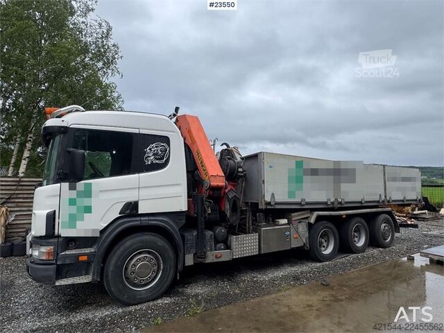 Автокран Scania P124 Tridem Hooklift & Crane Truck – Hooklift Cont