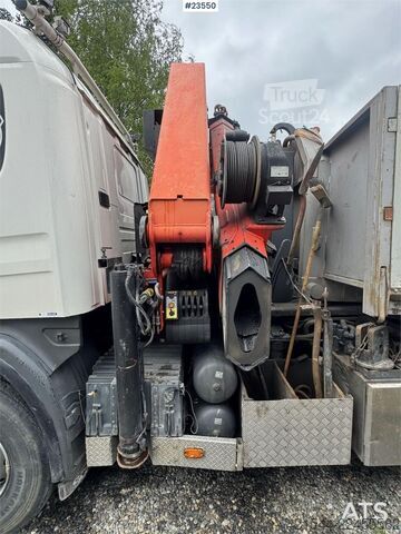 Autokrāna kravas automašīna Scania P124 Tridem Hooklift & Crane Truck – Hooklift Cont