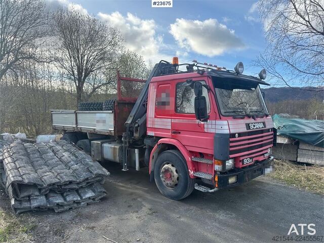 Kranwagen Scania P93H crane truck with 14 t/m crane and Laxo attach