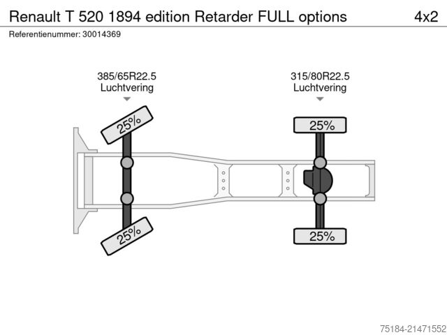 Tracteur standard Renault T 520 1894 edition Retarder FULL options