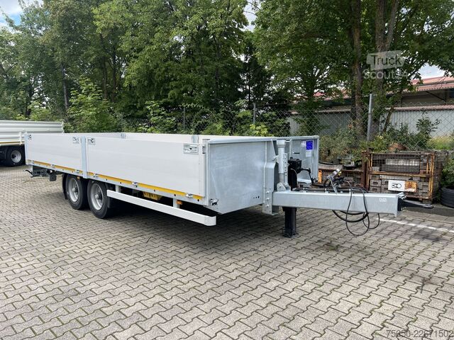 Reboque aberto Möslein THT 11- G 6,2  Tandem Pritsche- Tieflader mit Rungentaschen