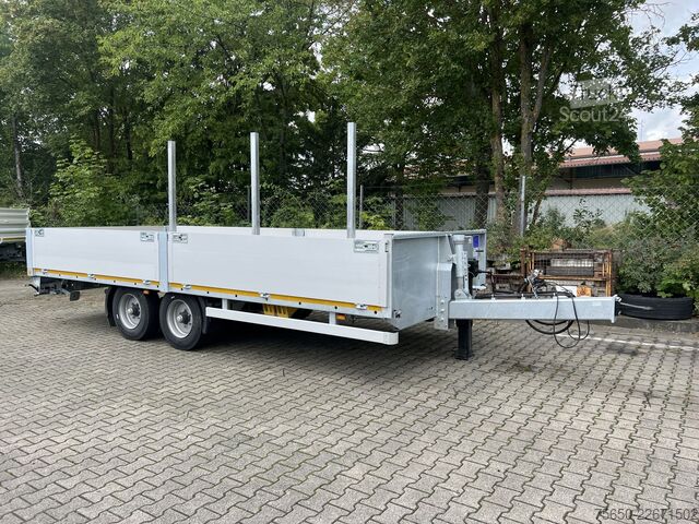 Reboque aberto Möslein THT 11- G 6,2  Tandem Pritsche- Tieflader mit Rungentaschen