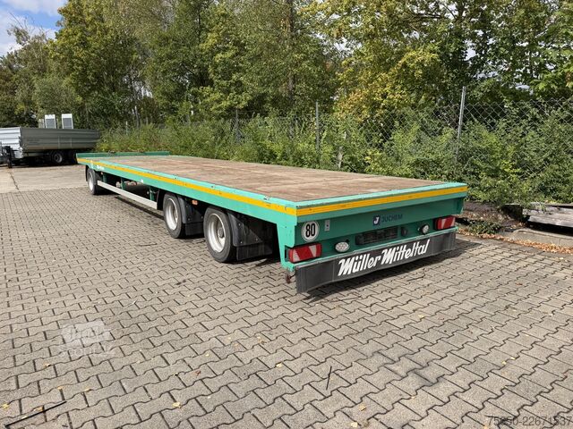 Reboque com plataforma rebaixada Müller-Mitteltal TP 24,0  3 Achs Jumbo Prischen 9,40 m, Wenig Benutzt