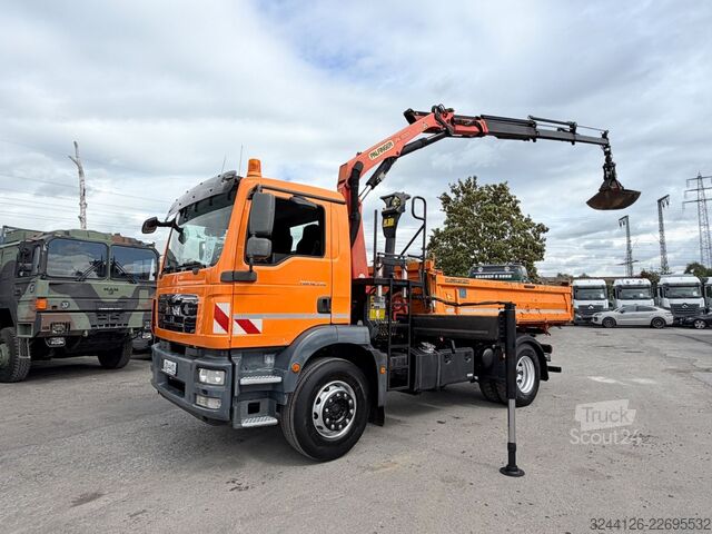 Camion benne MAN TGM 18.340BB/Meiller+PalfingerPK11001B+Greifer