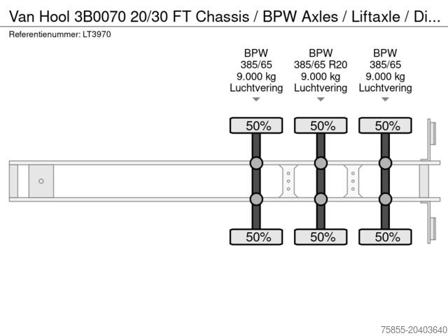 Containertransport Van Hool 3B0070 20/30 FT Chassis / BPW Axles / Liftaxle ...