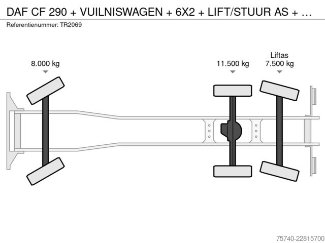 Автомобиль для сбора мусора DAF CF 290 + VUILNISWAGEN + 6X2 + LIFT/STUUR AS + E...