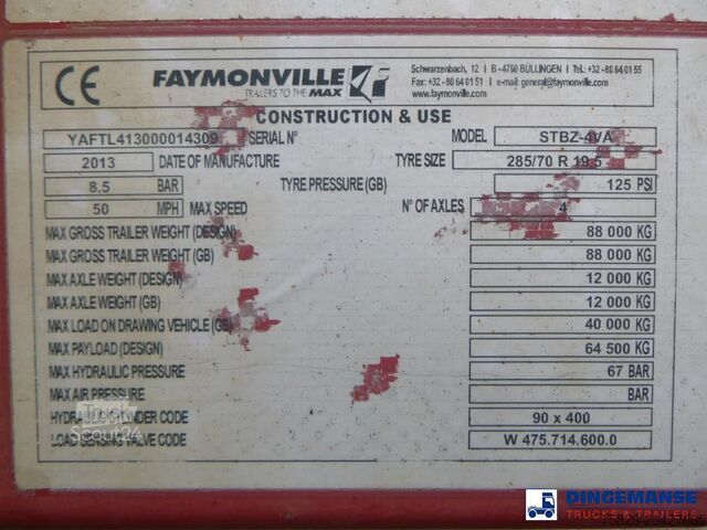 Žemas krautuvas Faymonville 4-axle lowbed trailer 88t STBZ-4AV