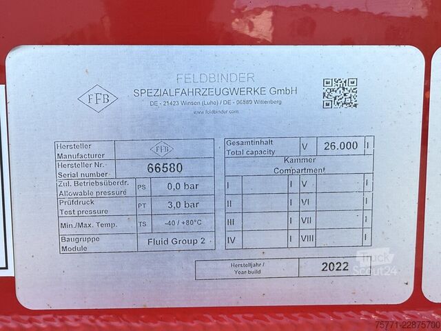 Силос Feldbinder EUT 26.3  NACZEPA SILOS DO SUBSTANCJI PŁYNNYCH