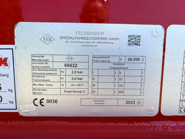 Silo Feldbinder EUT 26.3  NACZEPA SILOS DO SUBSTANCJI PŁYNNYCH