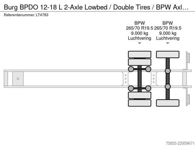 Χαμηλός φορτωτής Burg BPDO 12-18 L 2-Axle Lowbed / Double Tires / BPW...