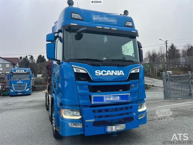 Автокран Scania R580 8x2 crane truck w/ 95t/m hmf crane, jib, winc