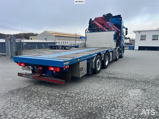 Camion-grue Scania R580 8x2 crane truck w/ 95t/m hmf crane, jib, winc