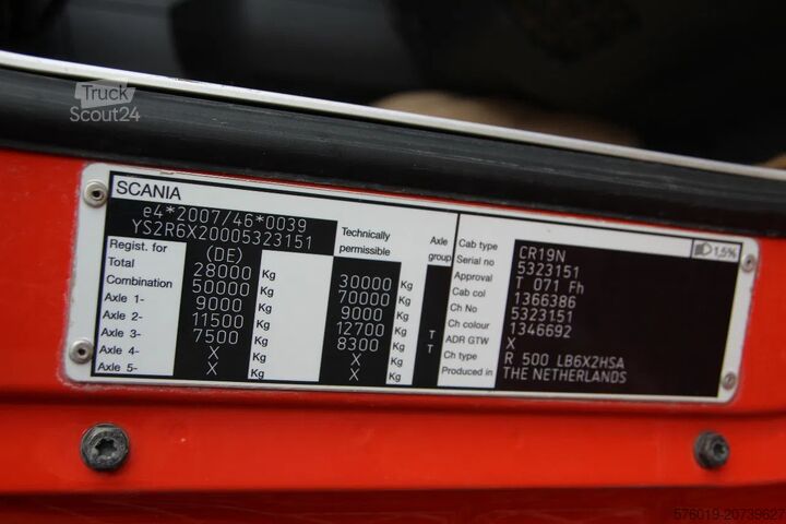 Система крюкових кронштейнів Scania R500 V8 V8 - AUTOMATIC - HOOK LOADER 25T - 700L...