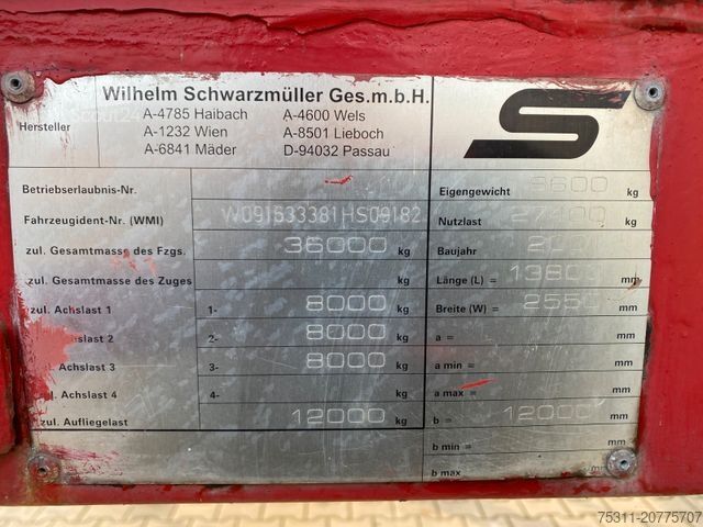 Ανοιχτό ημιρυμουλκούμενο SCHWARZMÜLLER SPA 3/E | Kennis 16.000 Rollkran*Steinzange